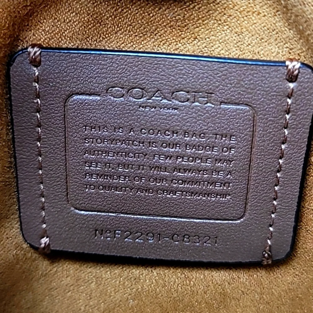 Coach Signature Jacquard North/South Lonnie Gold/Wine Crossbody - Picture 9 of 9